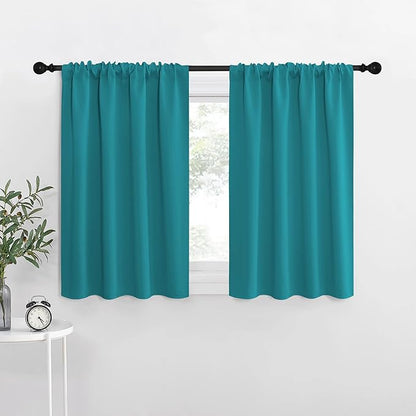 NICETOWN Kitchen Curtains, Peacock Blue, Short Blackout Curtains & Drapes by NICETOWN