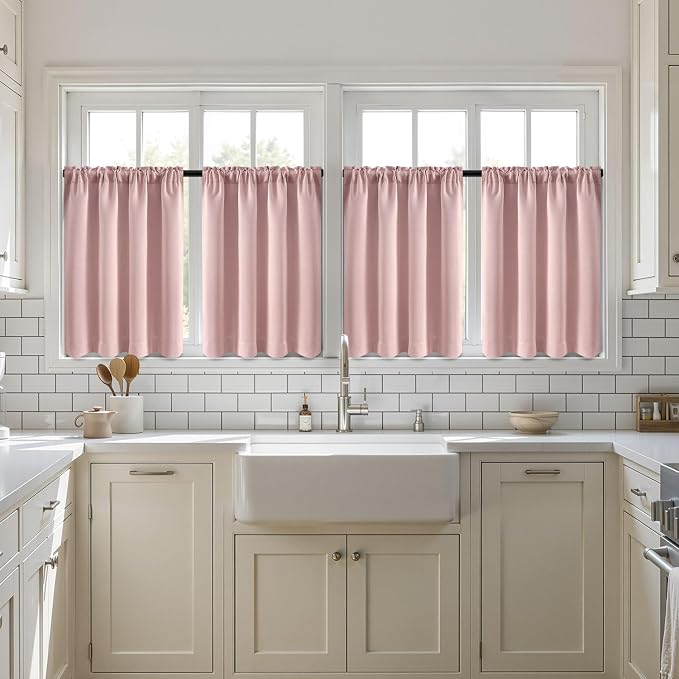 MIULEE 4 Panel Set Short Bedroom Blackout Curtains 54 Inch Long Light Pink | - Image 7