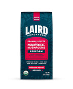 Laird Superfood Peruvian Medium Roast Coffee with Functional Mushrooms, Certified Organic Peruvian Ground Coffee Beans, Gluten-Free, Dairy-Free, Non-GMO, Paleo, Keto Friendly, 12 oz. Bag