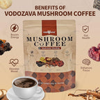 Instant Mushroom Coffee Powder Espresso Cafe Extract with Chaga Lions Mane Turkey Tail Shiitake Cordyceps Reishi 20 Servings