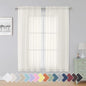Simplebrand Ivory Sheer Curtains 63 Inch Length 2 Panels, Rod Pocket Solid by Simplebrand