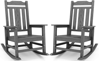 SERWALL Oversized Rocking Chair Set of 2 Outdoor, HDPE Outdoor Rocking Chair by SERWALL