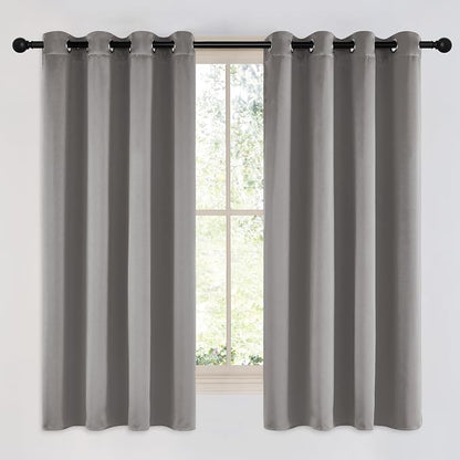 NICETOWN Chrome Gray Bedroom Curtains 63 inch Length 2 Panels, Grommet Window by NICETOWN