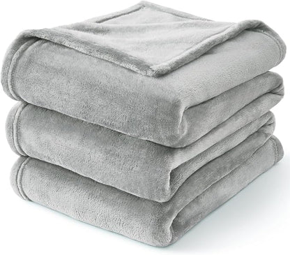 BEDELITE Fleece Blanket Soft Plush Twin Size Blanket Light Grey 60"x80" | Ultra - Image 9
