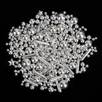 Twisweet Silver Pearl Rods Star Sprinkles, Edible Sugar Sprinkles for Cake Decorating, Mix Size Candy Pearls for Baking Cake Topper Ice Cream Cupcake Cookie Dessert Decorations, Wedding Valentines Birthday Christmas Easter Supplies (130g/4.58oz)