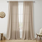 Sepia Beige Linen Curtains 84 Inch Length 2 Panels Set by Nanspring