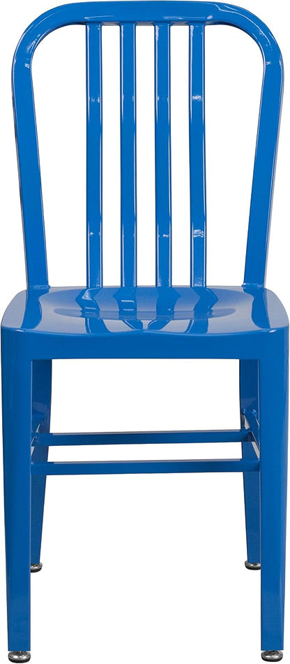 Flash Furniture Gael Commercial Grade 2 Pack Blue Metal Indoor-Outdoor Chair - Image 10