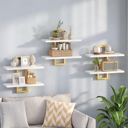 HOOBRO Floating Shelves, 15 Inch Wall Shelf Set of 3, Wall Mounted Storage by HOOBRO