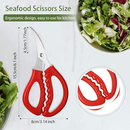Honoson Kitchen Seafood Scissors Multifunctional Stainless Steel Shears Seafood Fish Crab Shrimp Lobster Scissors for Kitchen Peeling Tools