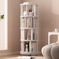 Muwuele Solid Wood Rotating Bookshelf on Wheels, 4 Tier, Round Revolving by Muwuele