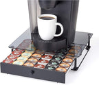Nifty Rolling Coffee Pod Drawer – Tempered Glass, Black, Compatible with K-Cups, 36 Pod Pack Holder, Compact Under Coffee Pot Storage Drawer, Slim Home Kitchen Counter Organizer