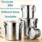 6L 1.5 gal Stainless Steel airtight Canister with Hand Airtight Lid Metal Storage Bucket, 304 Durable Food Storage Containers for Flour, Grain, Oil, Rice, Sugar Cereals Dispenser