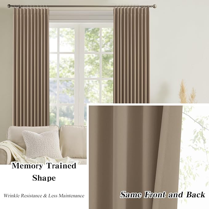 Cappuccino Blackout Curtains 156 Inches Long 13 feet Tall, Extra Long Pinch - Image 6