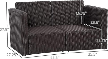 Outsunny 2 Piece Patio Wicker Corner Sofa Set, Outdoor PE Rattan Furniture - Image 3