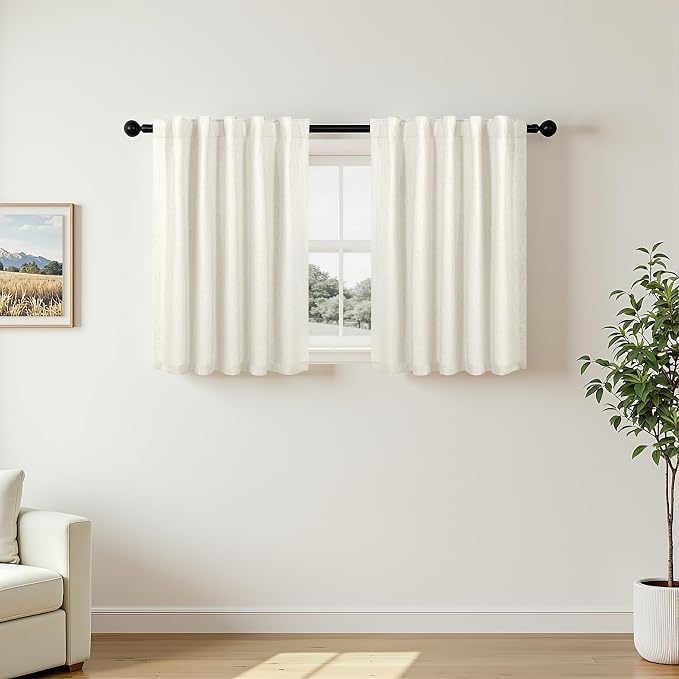 Pitalk Short Linen Blackout Curtains 30 Inch Length by Pitalk