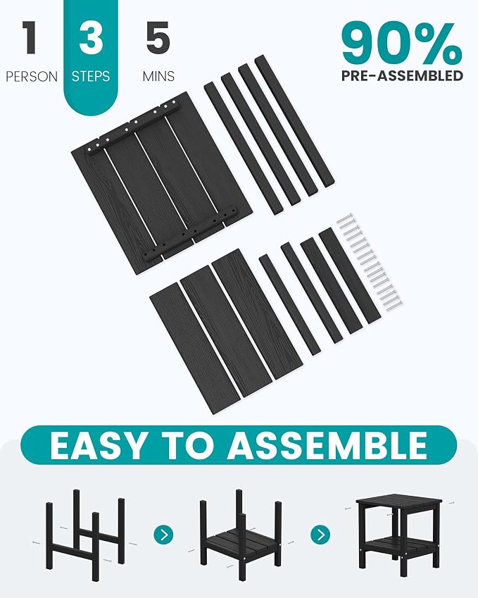 SERWALL 2-Tier HDPE Outdoor Side Tables Set of 2, Weatherproof Rectangular - Image 5