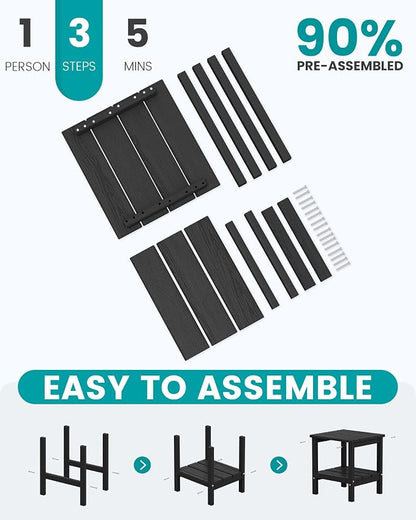 SERWALL 2-Tier HDPE Outdoor Side Tables Set of 4, Weatherproof Rectangular - Image 5