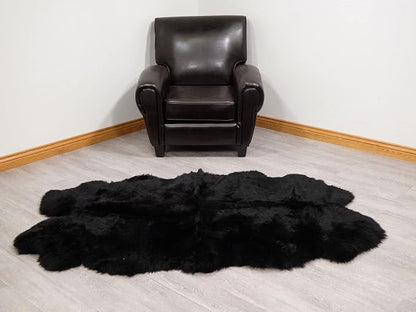 HUAHOO Premium Genuine Sheepskin Rug Black Real Australia Sheepskin Natural - Image 5