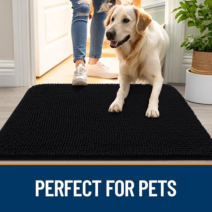 OLANLY Dog Door Mat for Muddy Paws 70x35, Super Absorbent Chenille Mud Mat | - Image 6