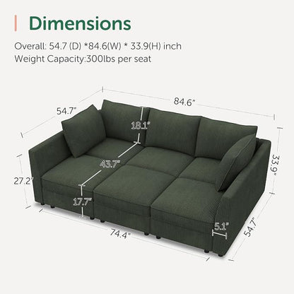 HONBAY Modular Sofa Sectional Sleeper Couch - Image 2