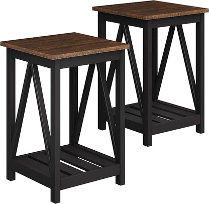 ChooChoo Farmhouse End Table, Rustic Vintage End Side Table by ChooChoo