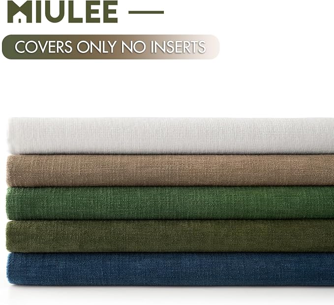 MIULEE Moss Green Chenille Couch Throw Pillow Covers, 18x18 | Set of 2 - Image 6