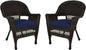 Jeco Wicker Chair with Blue Cushion by Jeco