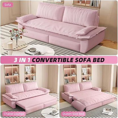 KEIKI 73.2" Queen Size Convertible Sofa Bed, 3-in-1 Pull Out Sleeper Couch - Image 3