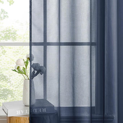 MIULEE 2 Panels Navy Blue Sheer Curtains 96 inches Long 54 X 96 Inches | Window - Image 5