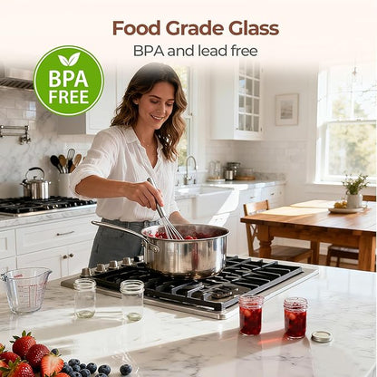 ComSaf Small Mason Jars 8 oz - 12 Pack, Regular Mouth Mason Jar with Lids and Seal Bands, Small Glass Canning Jar for Spice, Jam, Honey, Jelly, Dessert, Shower Wedding Favors, DIY Candles Decor