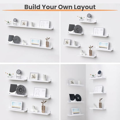 upsimples Floating Shelves for Wall, Wall Shelves for Decor Storage Set of 6 - Image 8