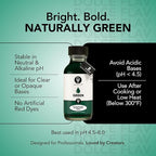 Dolce Flav Natural Green Food Coloring – 2 oz Vibrant Plant-Based Color from Green Apple | Water-Soluble Liquid Dye for Baking, Drinks & Frostings | Graduated Dropper Included | No Artificial Dyes | Kosher | Made in USA