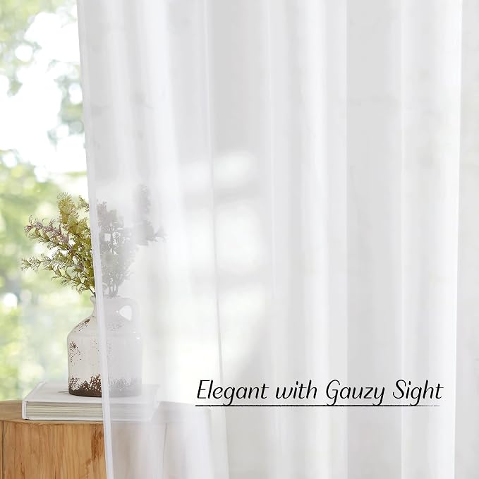 NICETOWN White Sheer Kitchen Window Curtains 24 inches Long, Grommet Short - Image 5