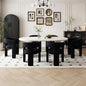 Black Dining Chairs Set of 6, Upholstered Sherpa Barrel Chairs by QUINJAY