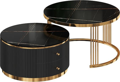 Merax 2-Piece Round Nesting Coffee Table Set - Image 10