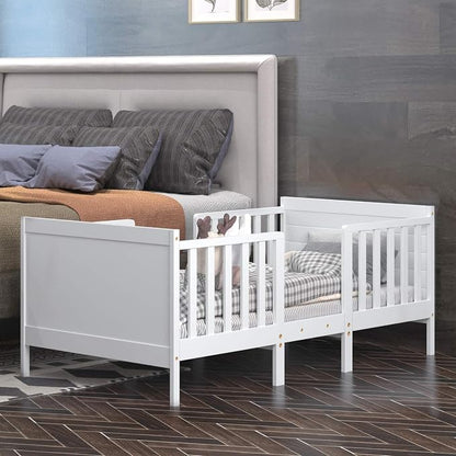 Costzon Toddler Bed Frame, 2 in 1 Convertible Wood Kids Bed w/Double Side - Image 7