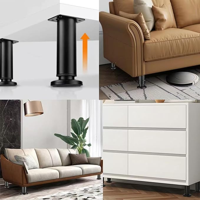 4PCS Adjustable 7.08-12.2 Inch Metal Furniture Legs Black Furniture Replacement - Image 6