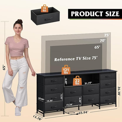 WLIVE 12 Drawer Dresser for Bedroom, 75 inch TV - Image 3