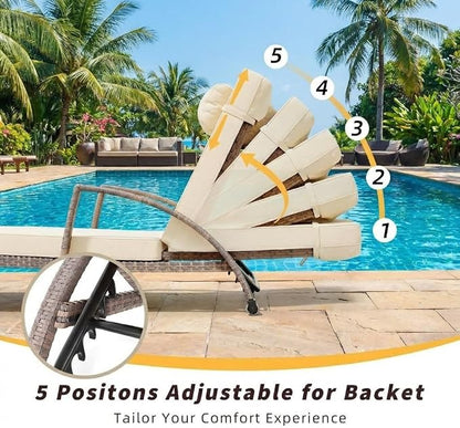 GarveeLife Outdoor Wicker Chaise Lounge Chair - Image 5
