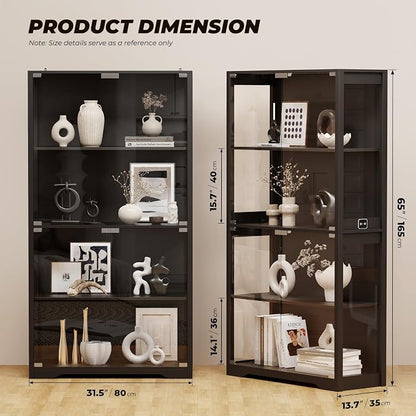 BROTTAR Display Cabinet with Glass Doors, 4-Tier Curio Cabinet with 3 Color - Image 2