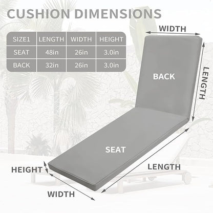 Outdoor Chaise Lounge Cushions for Patio, Lounge Chair Cushions, Waterproof - Image 7