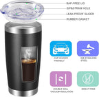 VEGOND 20oz Tumbler with Lid and Straw Stainless Steel Tumbler Cup Bulk Vacuum Insulated Double Wall Travel Coffee Mug Powder Coated Coffee Cup(Black 6 Pack