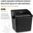 Large Square Knock Box Shock-absorbent Knock Box Espresso with Removable Knock Bar and Non-Slip Base Espresso Accessories for Home/Office (Large Black Knock Box with Tamper Mat)