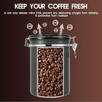 38oz Airtight Coffee Canister,Stainless Steel Coffee Bean Storage Container with Scoop Date Tracker & CO2 Release Valve for Beans, Grounds and more- Gray