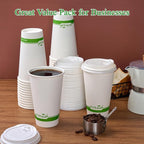ECOLipak 100 Count 16 oz Compostable Paper Coffee Cups, Biodegradable Disposable Coffee Cups with CPLA Lid, Eco-friendly Hot Drinking Cups for Party, Picnic, Travel,and Events