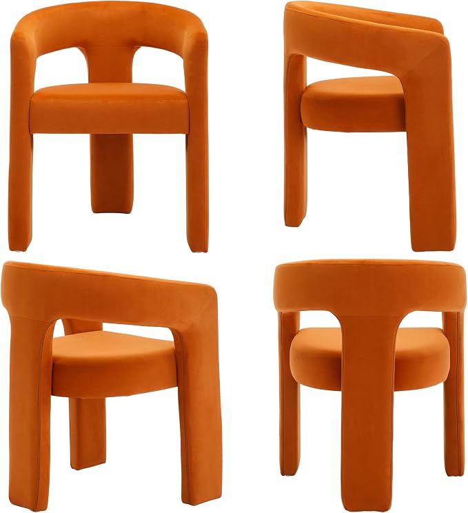 BESTANO Set of 4 Modern Velvet Fabric Upholstered Dining Chairs - Image 7