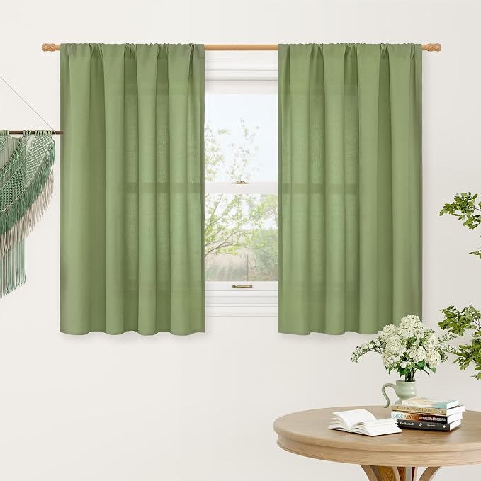 Light Filtering 48 Inch Linen Curtains by LAMIT
