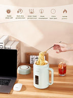 balbali Portable Electric Pot for Cooking Dorm Room - 28oz Non-stick Travel Electric Kettle, Mini Hot Pot with Temperature and Time Control - Self Heating Soup/Rice/Ramen Cooker/Warmer Green