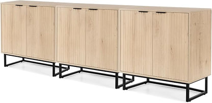 EYYTHUNG Fluted Cabinets with Storage Set of 3, Sideboard Buffet Cabinet with by EYYTHUNG