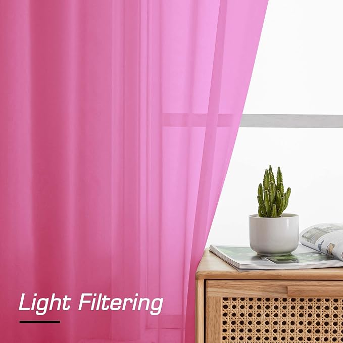 Simplebrand Rod Pocket Top Solid Voile Sheer Curtains - Image 7